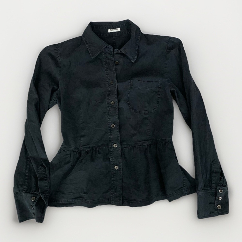 Miu Miu Peplum Button Up Shirt - Picture 4 of 9